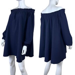 Ixiah Cellulid Women Size 4 Off the Shoulder Blue Ruffle Baby Doll Mini Dress